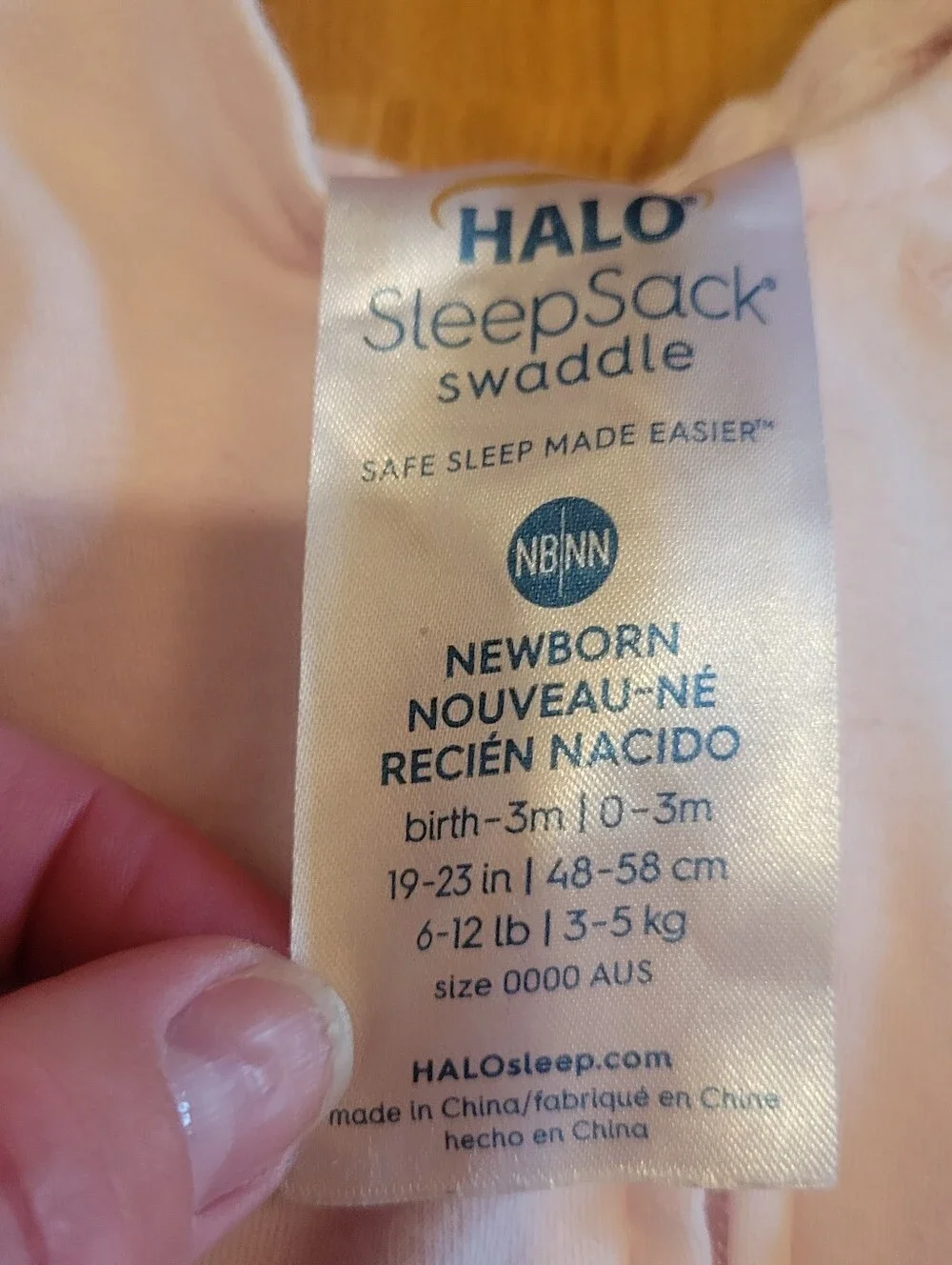 Halo Sleep Sack Swaddle Pink 100% Cotton Size Newborn 0-3 Months